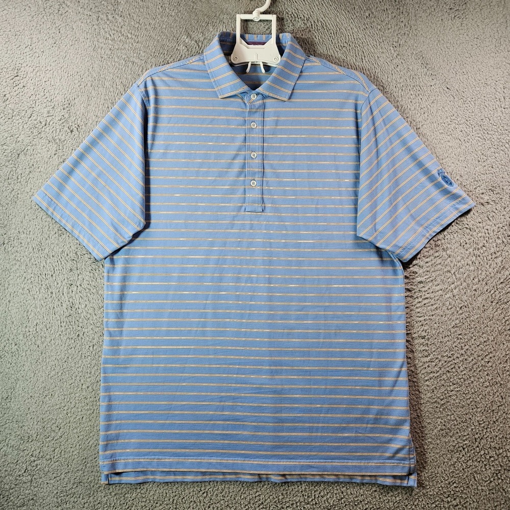 Martin Polo Shirt Men‎ Large Short Sleeve Blue Striped - L
